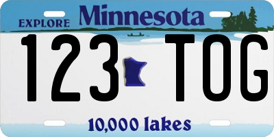 MN license plate 123TOG