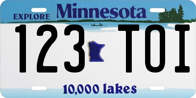 MN license plate 123TOI
