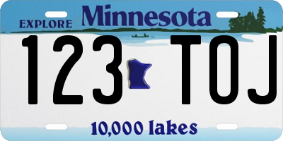 MN license plate 123TOJ