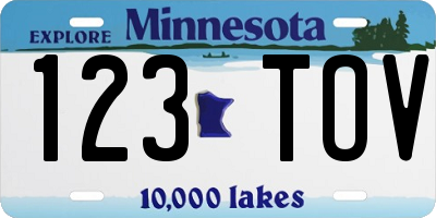 MN license plate 123TOV