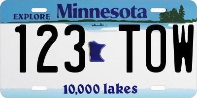 MN license plate 123TOW