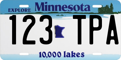 MN license plate 123TPA