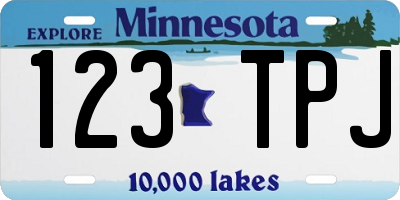 MN license plate 123TPJ