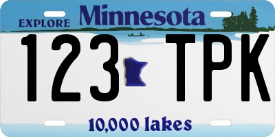 MN license plate 123TPK