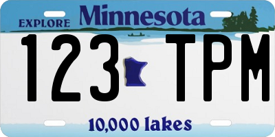 MN license plate 123TPM