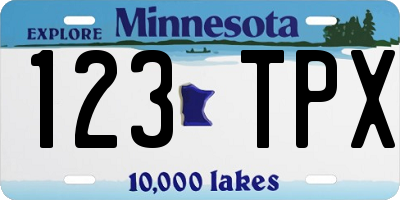 MN license plate 123TPX