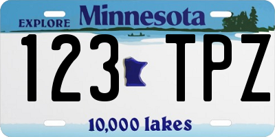 MN license plate 123TPZ