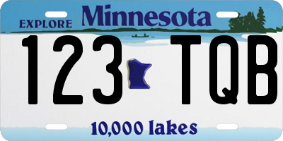 MN license plate 123TQB