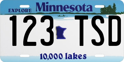 MN license plate 123TSD
