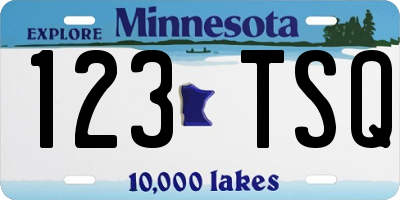 MN license plate 123TSQ