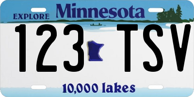 MN license plate 123TSV