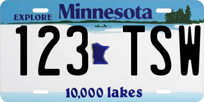 MN license plate 123TSW