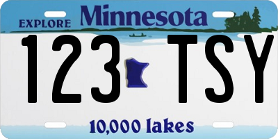 MN license plate 123TSY