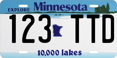 MN license plate 123TTD