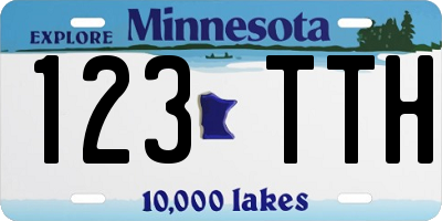MN license plate 123TTH