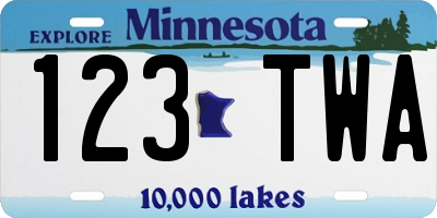 MN license plate 123TWA