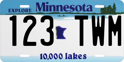 MN license plate 123TWM