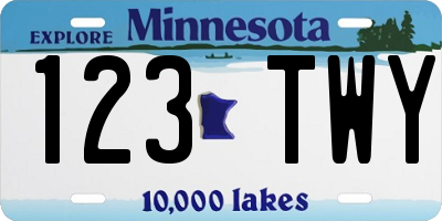MN license plate 123TWY