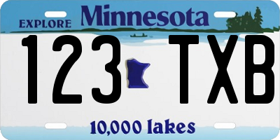 MN license plate 123TXB