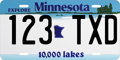 MN license plate 123TXD