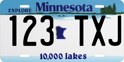 MN license plate 123TXJ