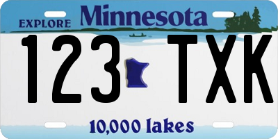 MN license plate 123TXK