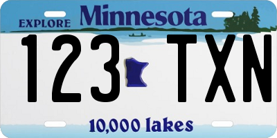 MN license plate 123TXN