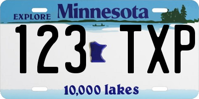 MN license plate 123TXP