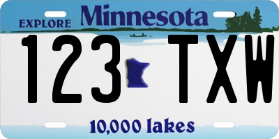 MN license plate 123TXW