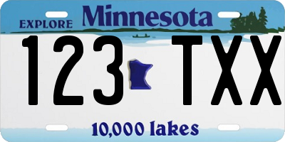 MN license plate 123TXX