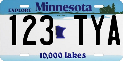MN license plate 123TYA