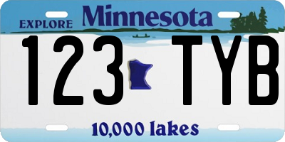 MN license plate 123TYB