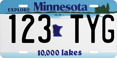 MN license plate 123TYG