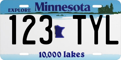 MN license plate 123TYL