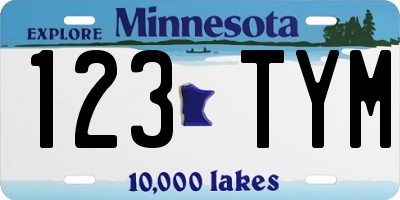 MN license plate 123TYM