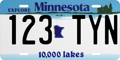 MN license plate 123TYN