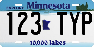 MN license plate 123TYP