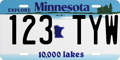 MN license plate 123TYW