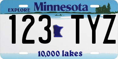 MN license plate 123TYZ