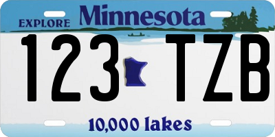 MN license plate 123TZB