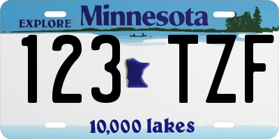 MN license plate 123TZF