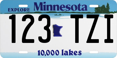 MN license plate 123TZI
