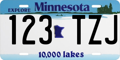 MN license plate 123TZJ