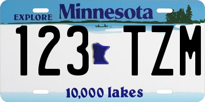 MN license plate 123TZM