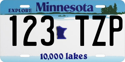 MN license plate 123TZP
