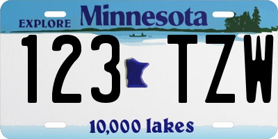 MN license plate 123TZW