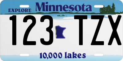 MN license plate 123TZX