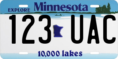 MN license plate 123UAC