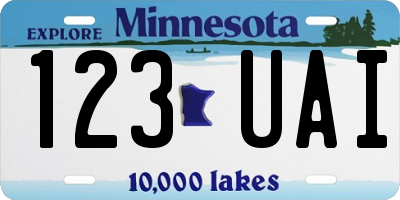 MN license plate 123UAI