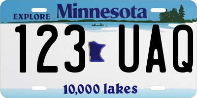 MN license plate 123UAQ